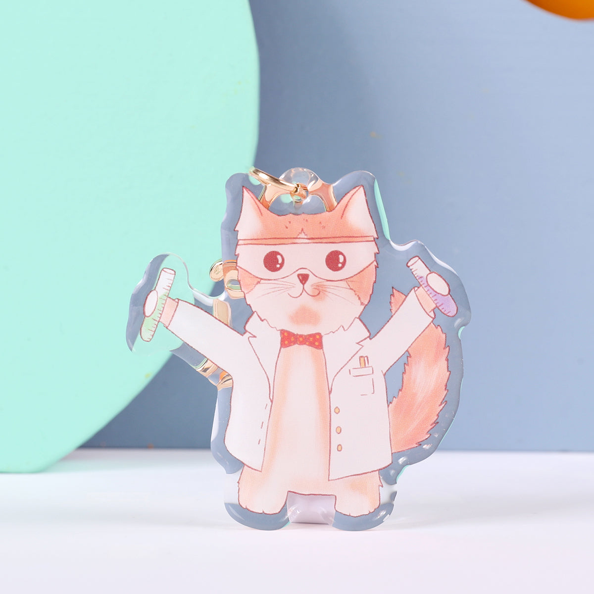 Cats with jobs epoxy keychains