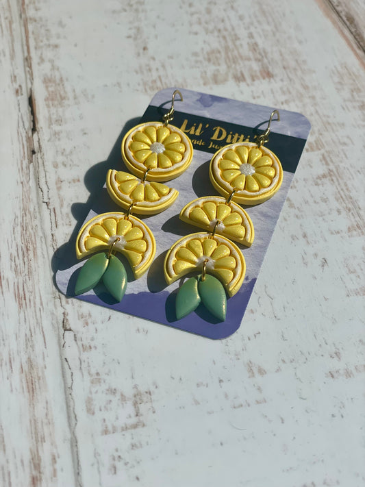 Citrus Dangle Earrings - handmade polymer clay