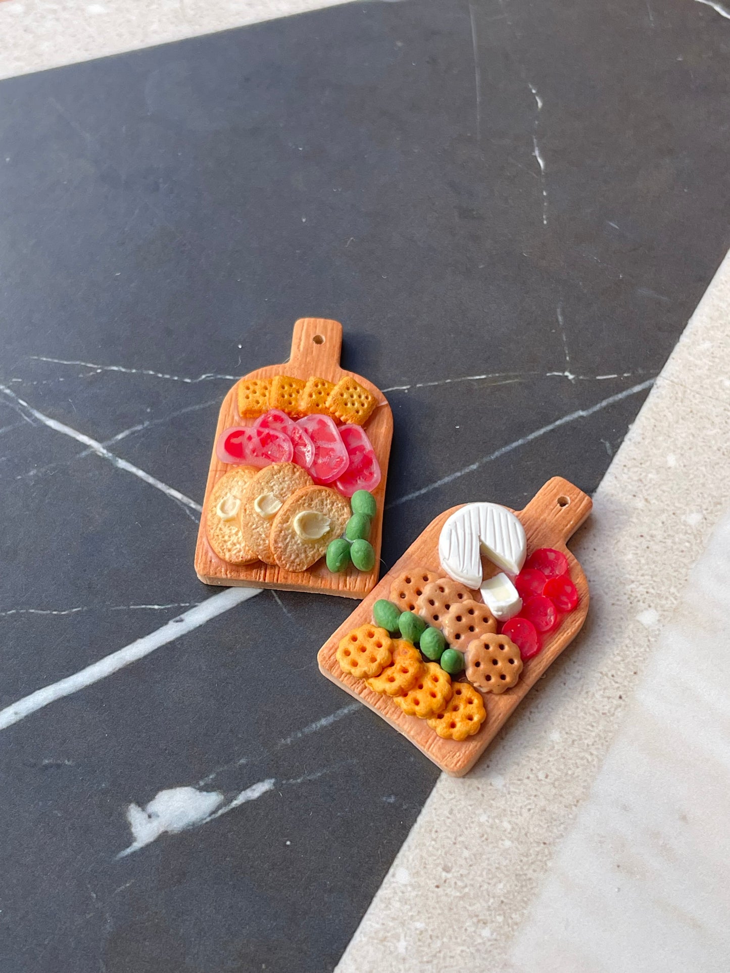 Charcuterie Board Earrings - handmade polymer clay