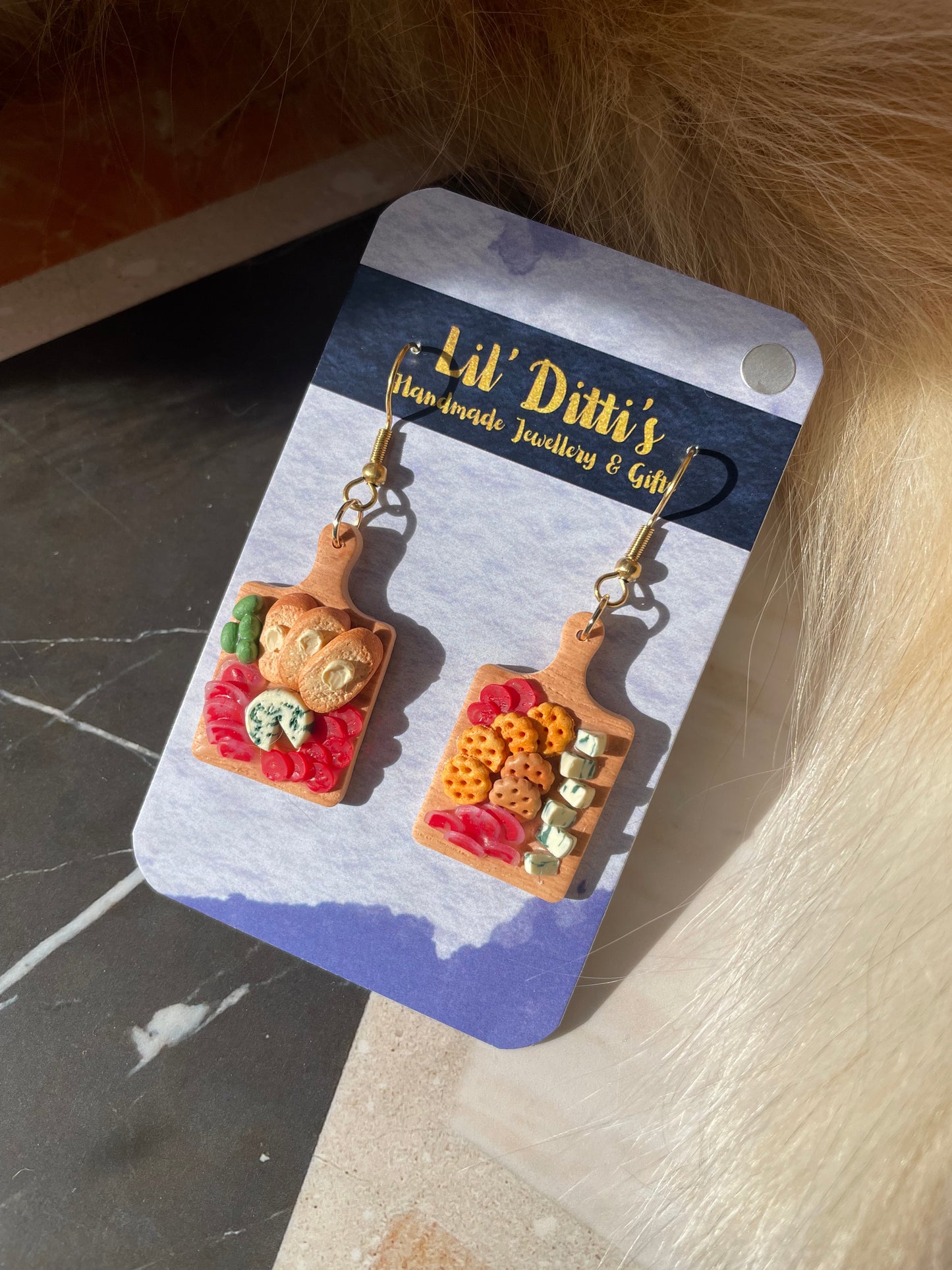 Charcuterie Board Earrings - handmade polymer clay