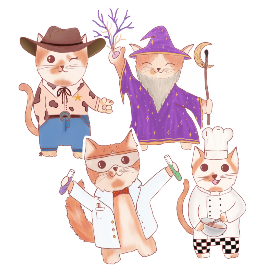 Cats with Jobs Stickers - matte vinyl