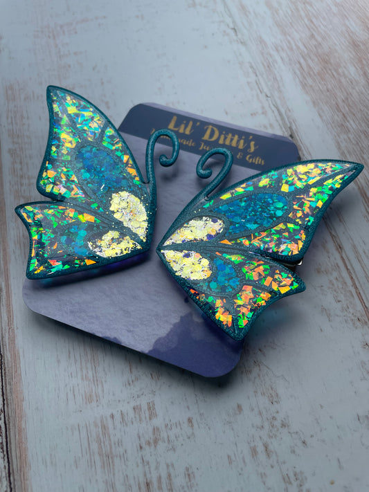 Enchanted Wings Hairclips - resin + 3D filament