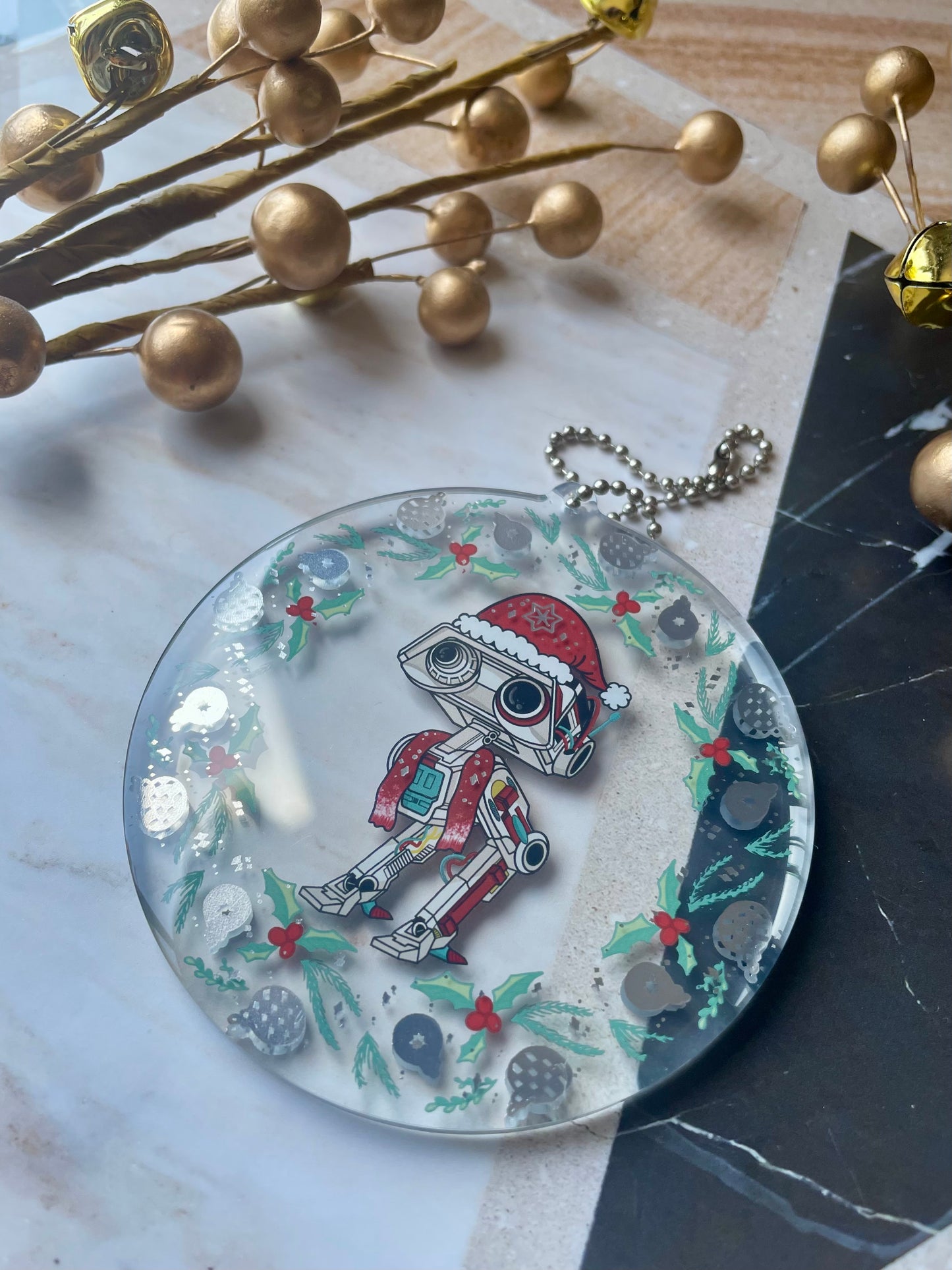 Space droid Xmas ornaments - epoxy keychain ornament