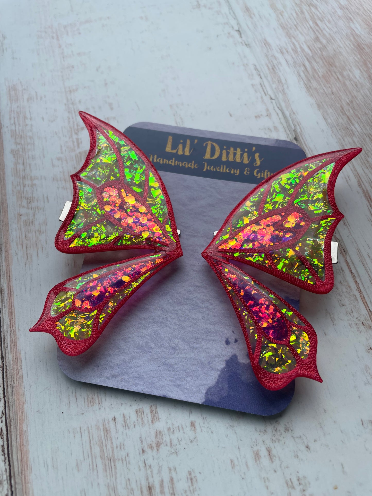 Enchanted Wings Hairclips - resin + 3D filament