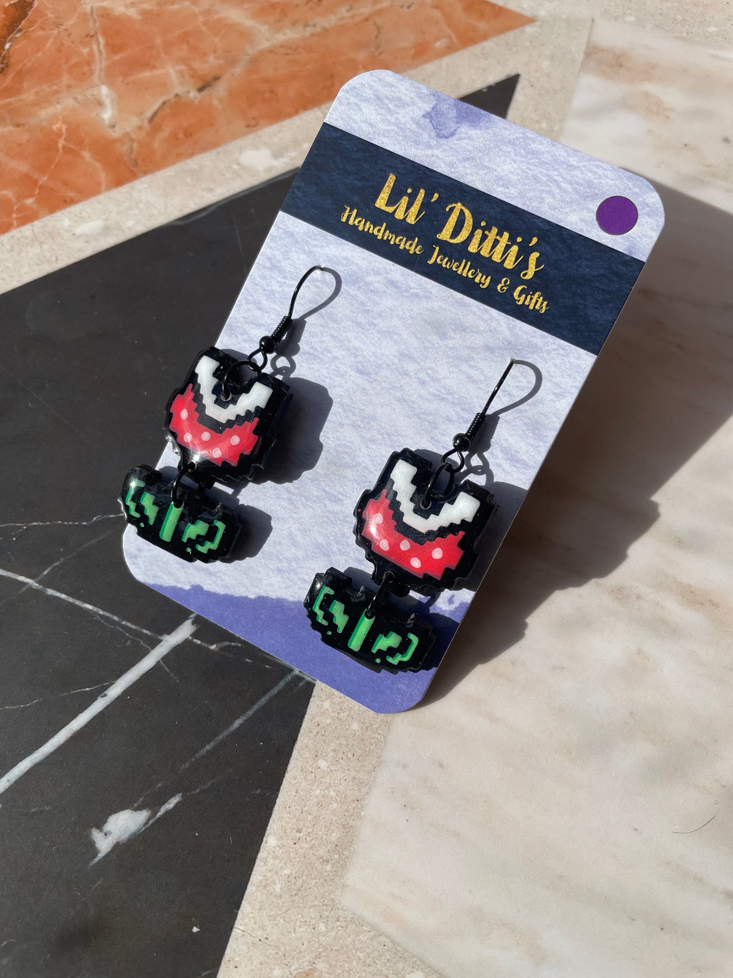 Definitely not Piranha Plant Earrings - handmade polymer clay