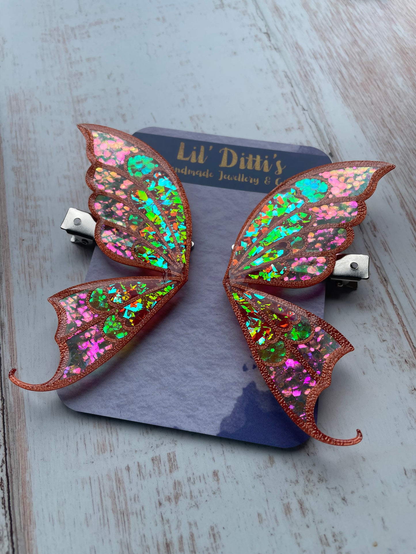Enchanted Wings Hairclips - resin + 3D filament
