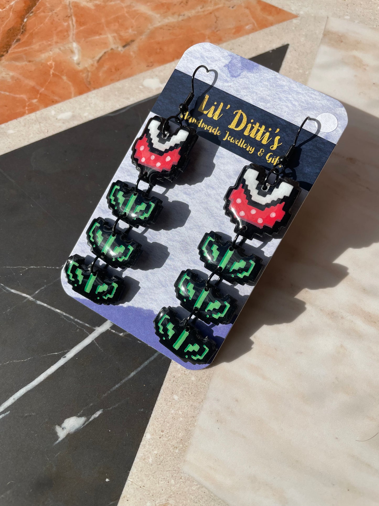 Definitely not Piranha Plant Earrings - handmade polymer clay