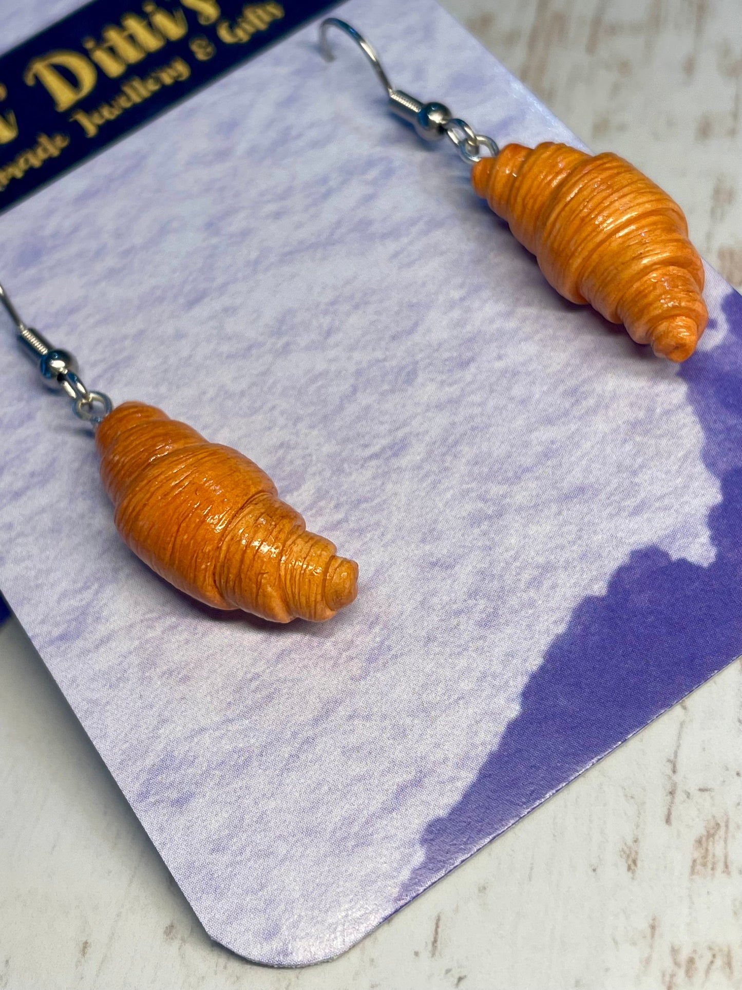 Croissant Earrings - handmade polymer clay