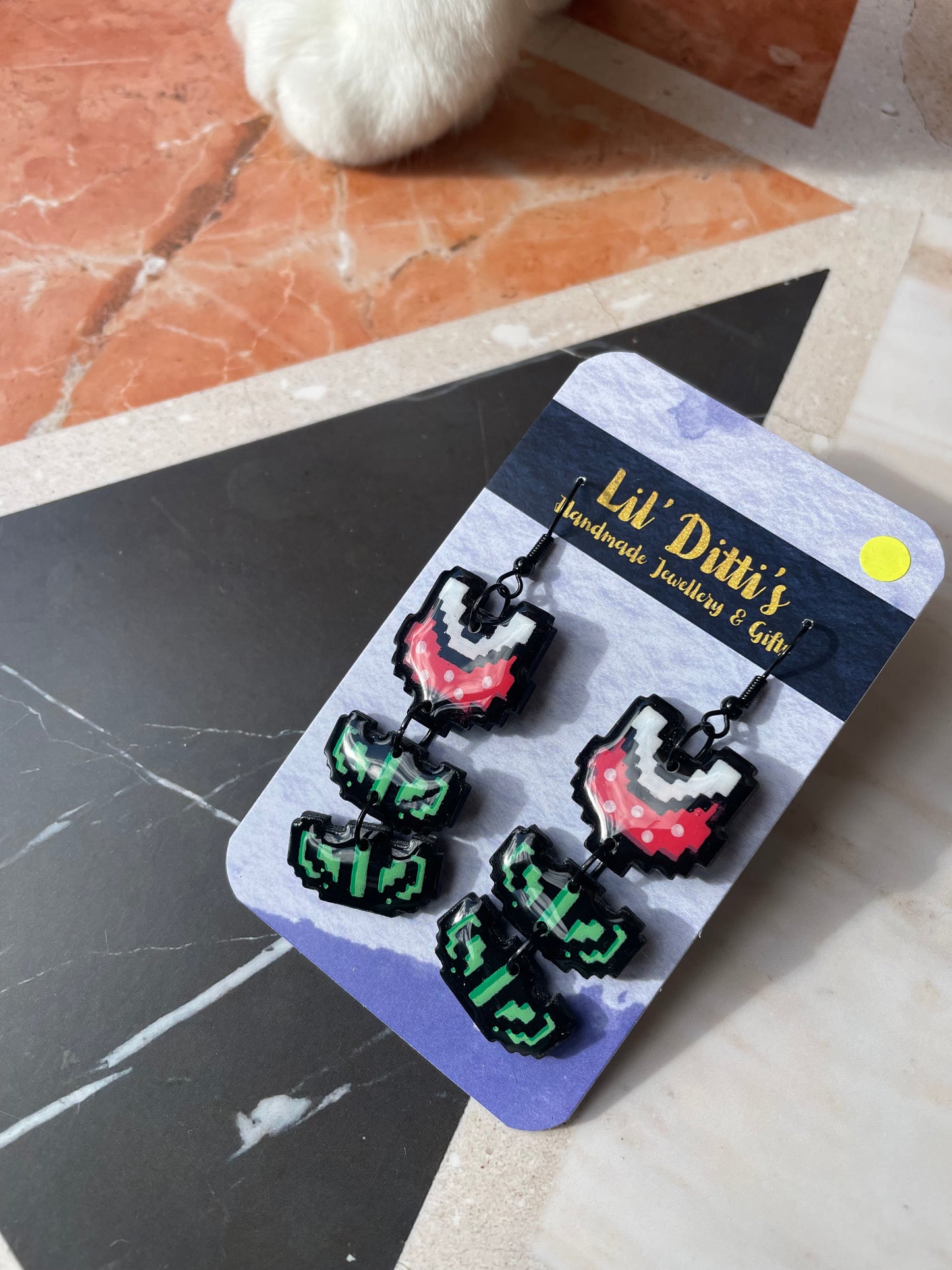 Definitely not Piranha Plant Earrings - handmade polymer clay