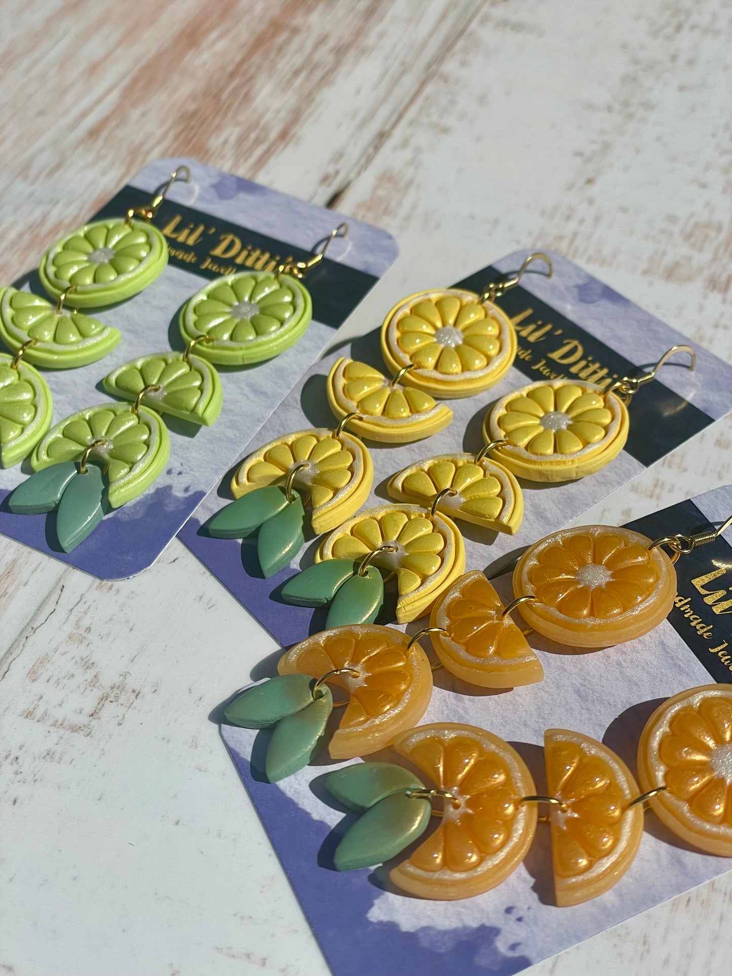 Citrus Dangle Earrings - handmade polymer clay