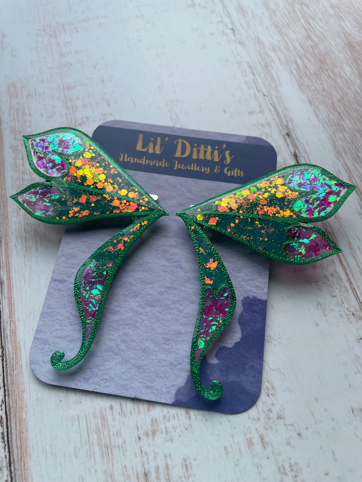 Enchanted Wings Hairclips - resin + 3D filament