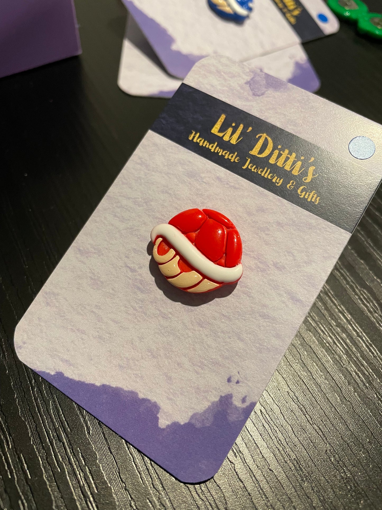 Kart Shell Pins - handmade polymer clay
