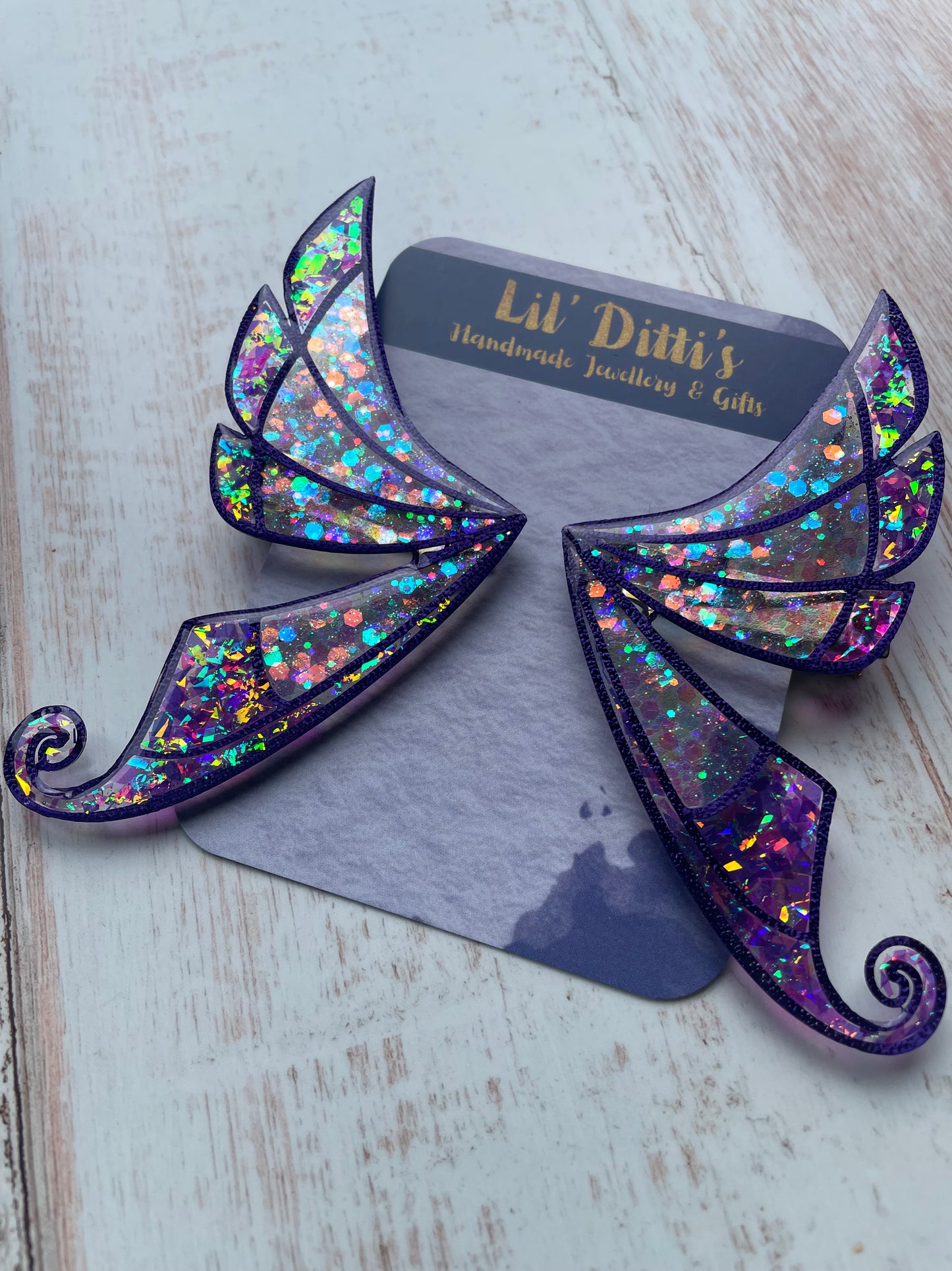 Enchanted Wings Hairclips - resin + 3D filament