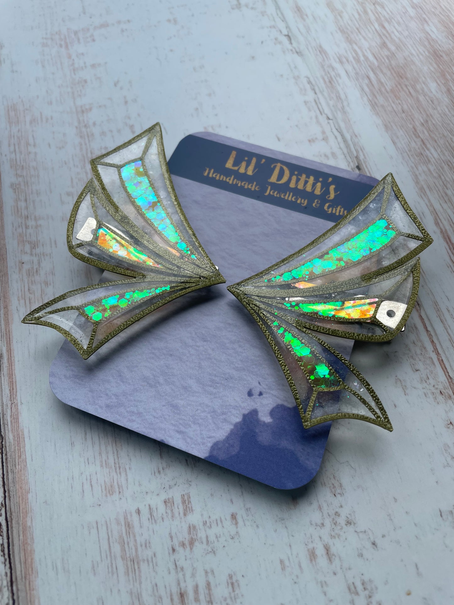 Enchanted Wings Hairclips - resin + 3D filament