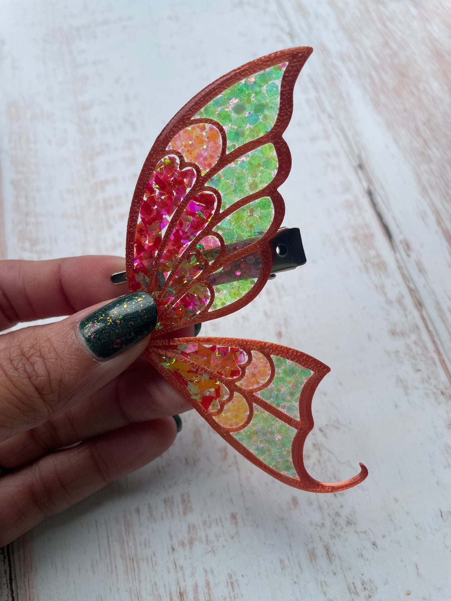 Enchanted Wings Hairclips - resin + 3D filament