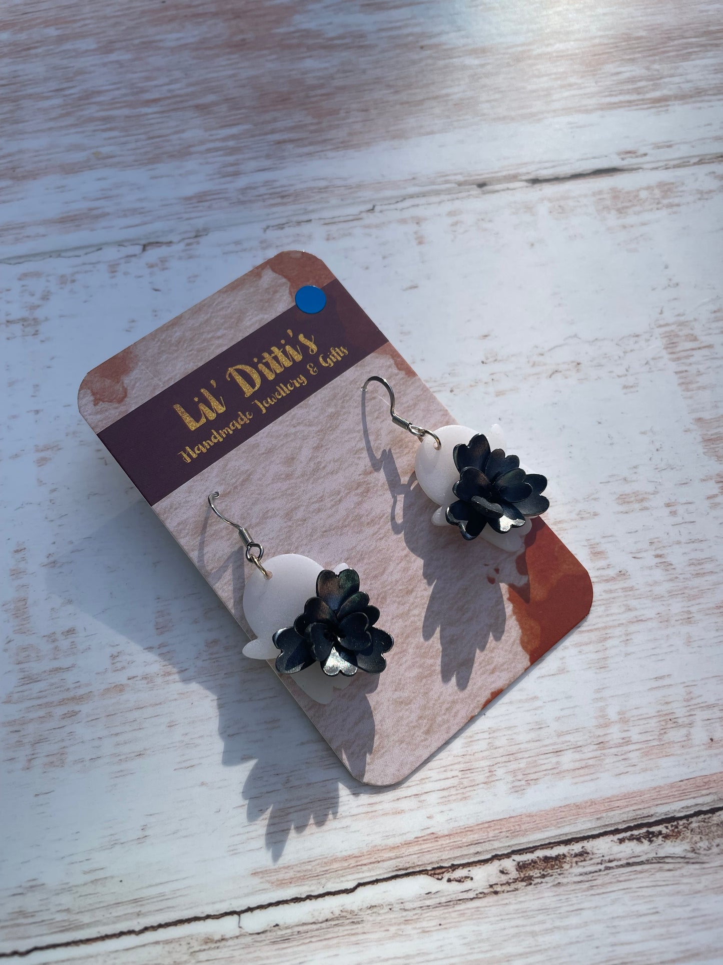 Translucent floral ghosts earrings - handmade polymer clay