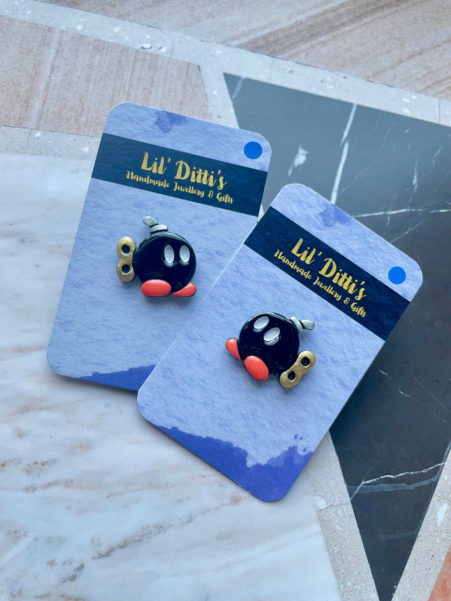 Bob-omb polymer clay pins