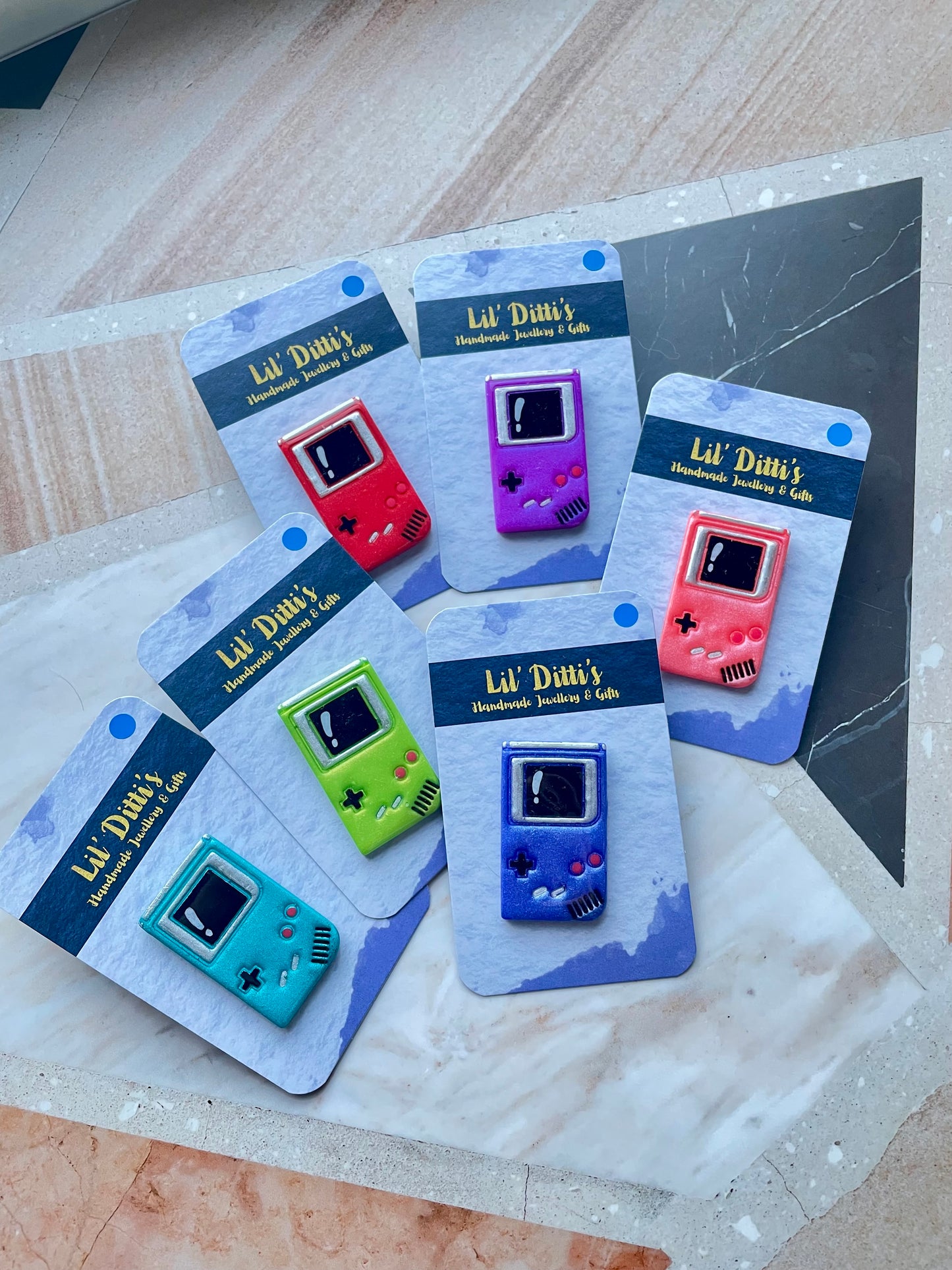 Gameboy colour polymer clay pin