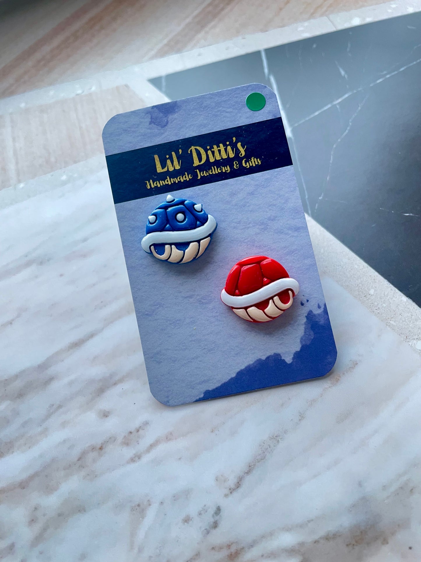 Kart shell polymer clay pins