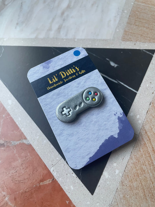 SNES Controller Pin - handmade polymer clay