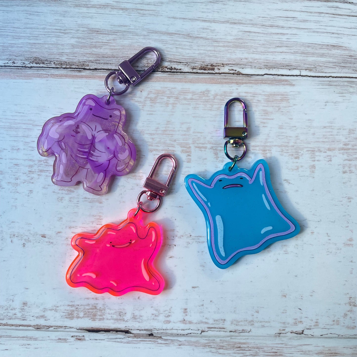 Ditto Keychains - acrylic and epoxy, special effects