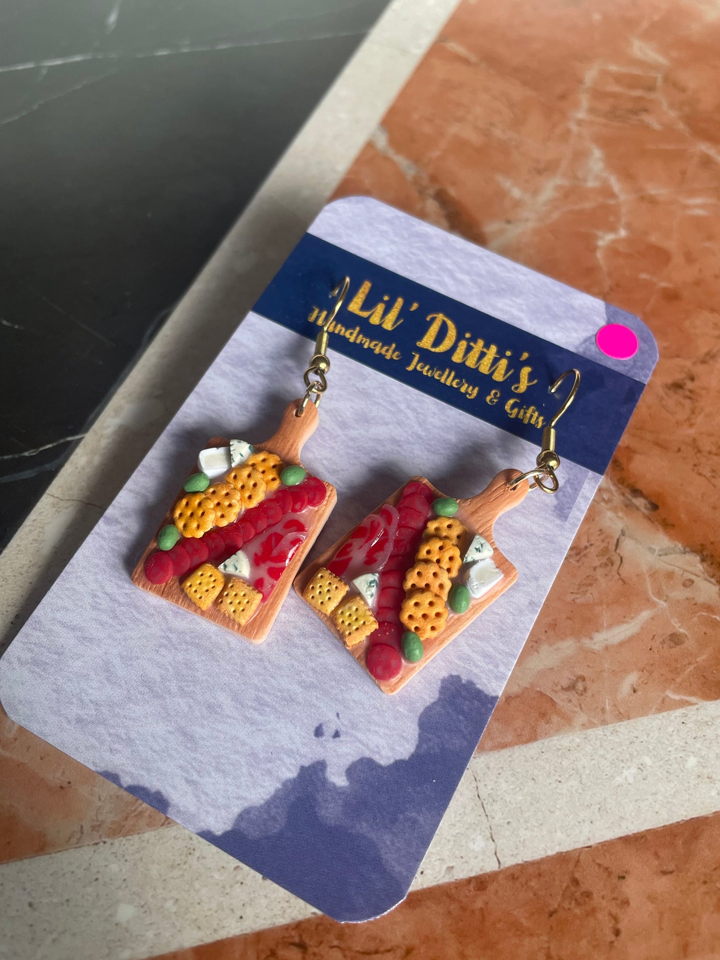 Charcuterie Board Earrings - handmade polymer clay