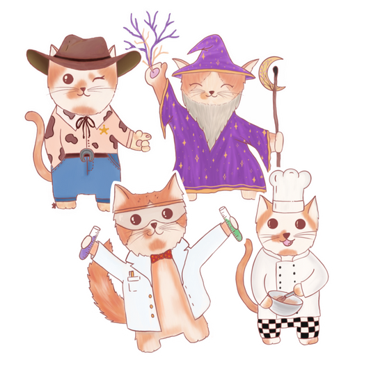Cats with Jobs Stickers - matte vinyl