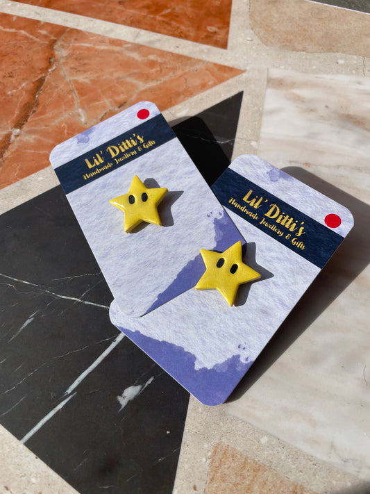 Go Fast Star Pins - handmade polymer clay