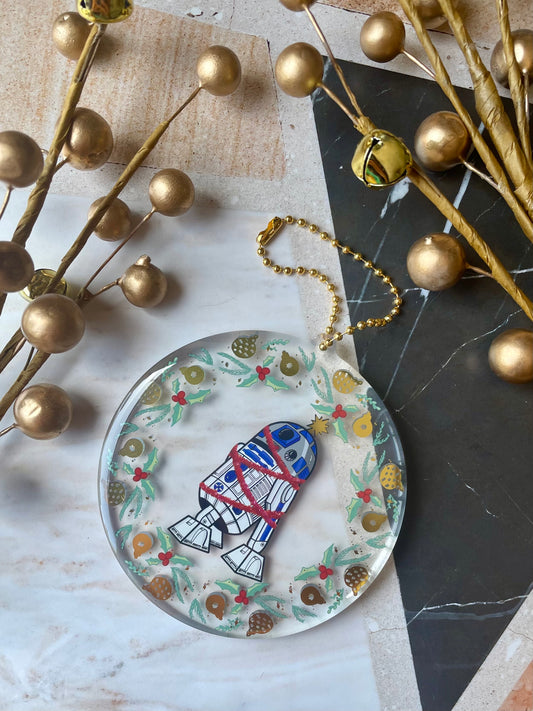 Space droid Xmas ornaments - epoxy keychain ornament