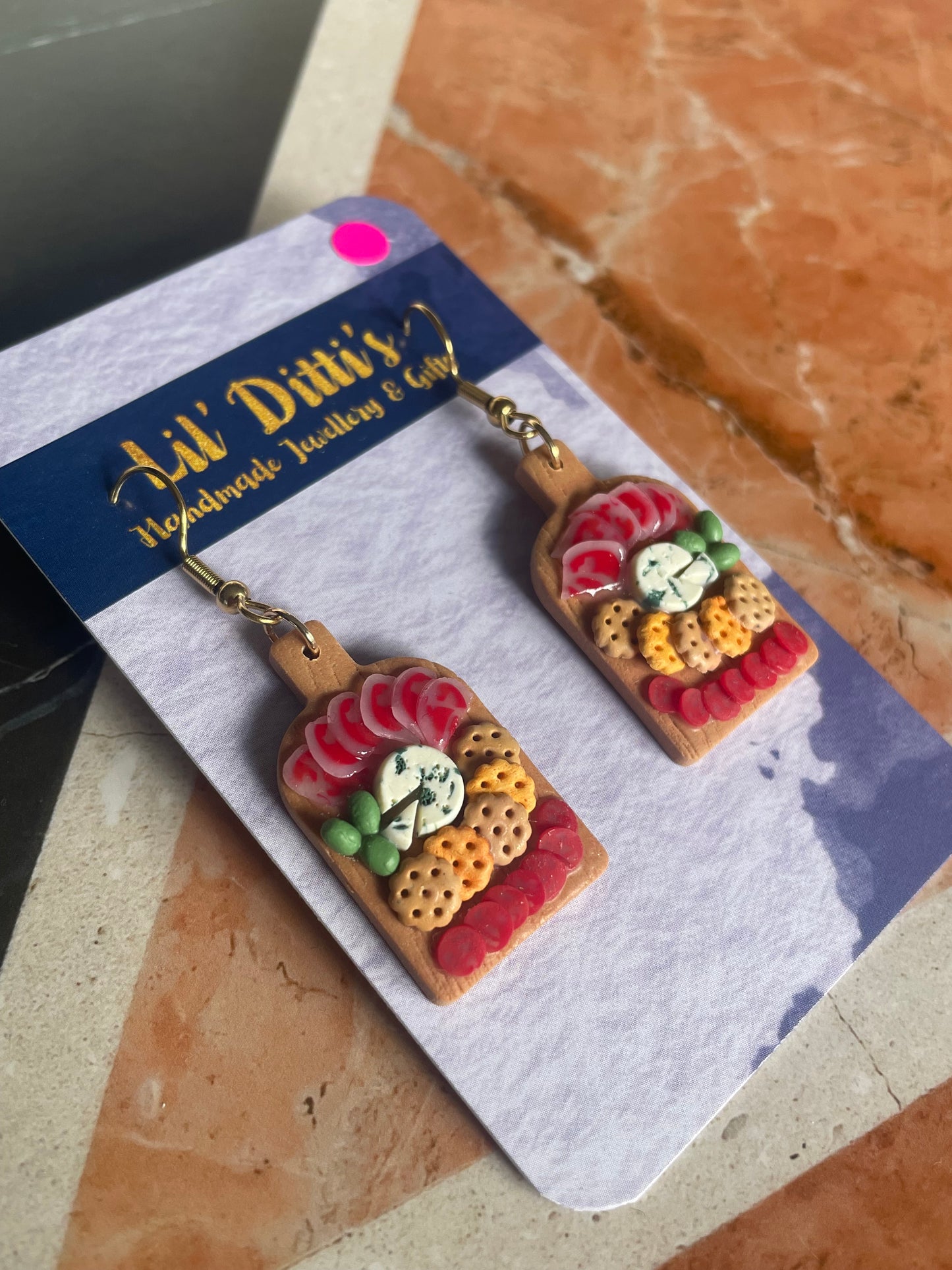 Charcuterie Board Earrings - handmade polymer clay