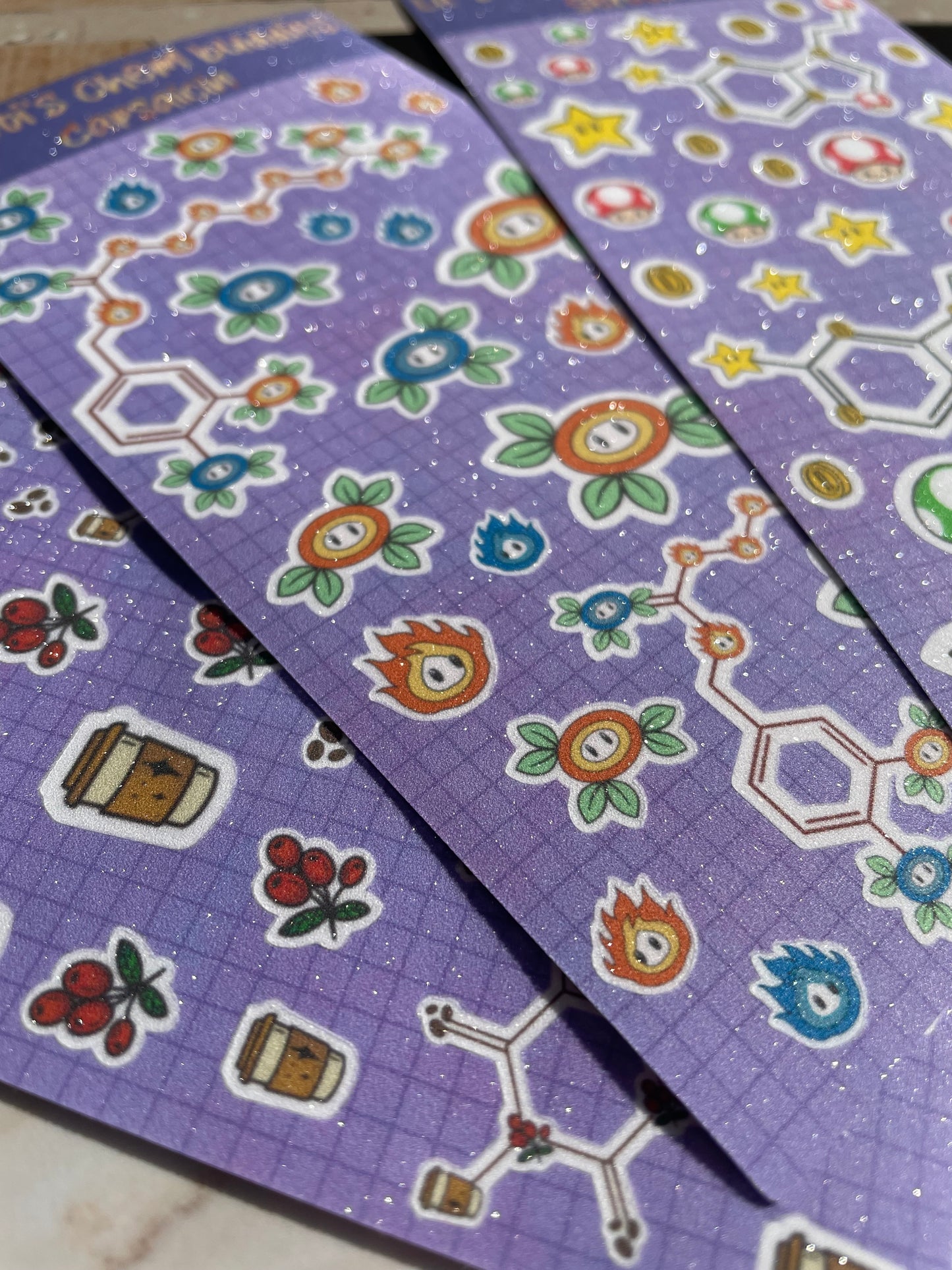 Chem buddies sticker sheets - matte glitter vinyl