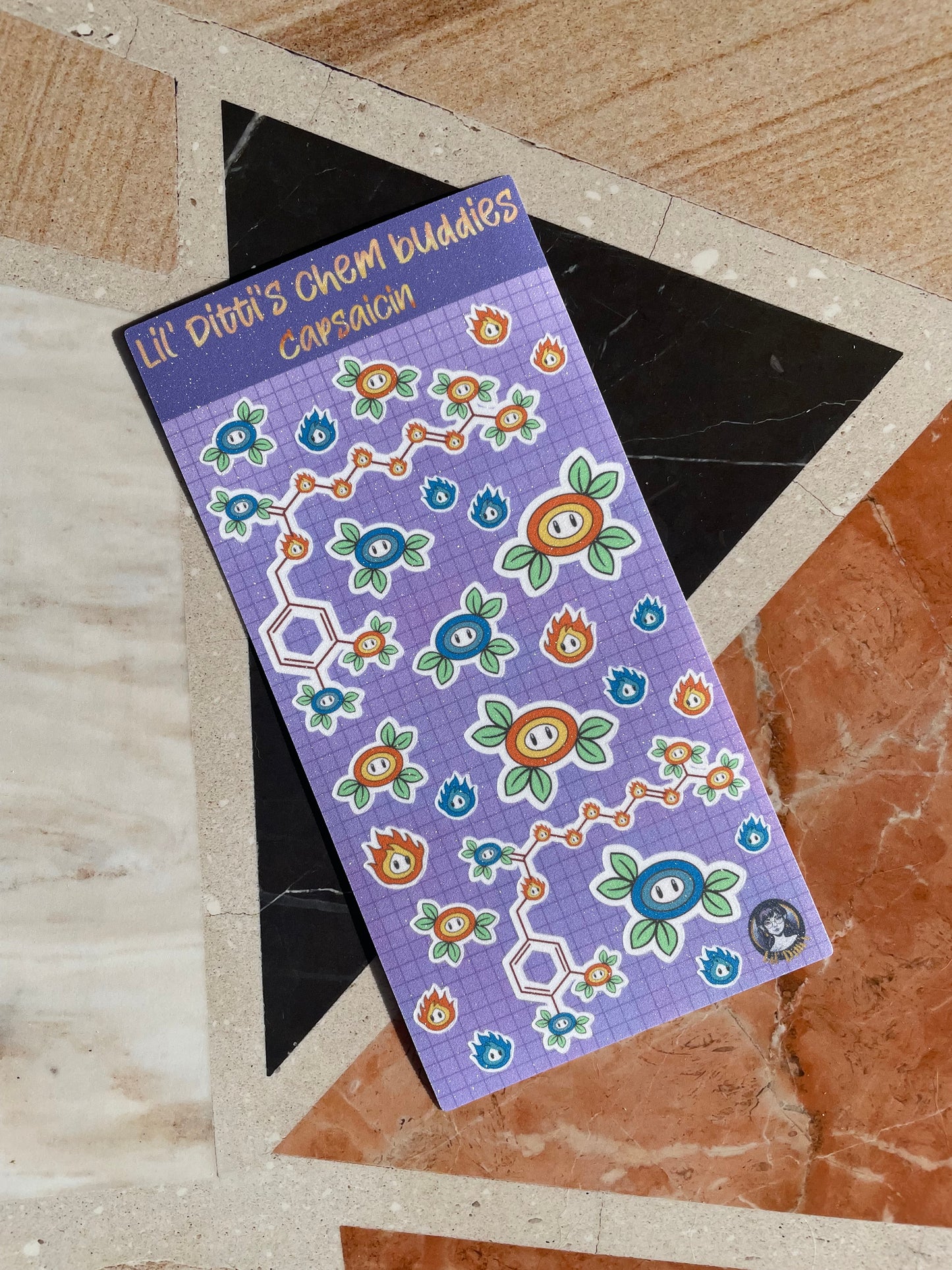 Chem buddies sticker sheets - matte glitter vinyl