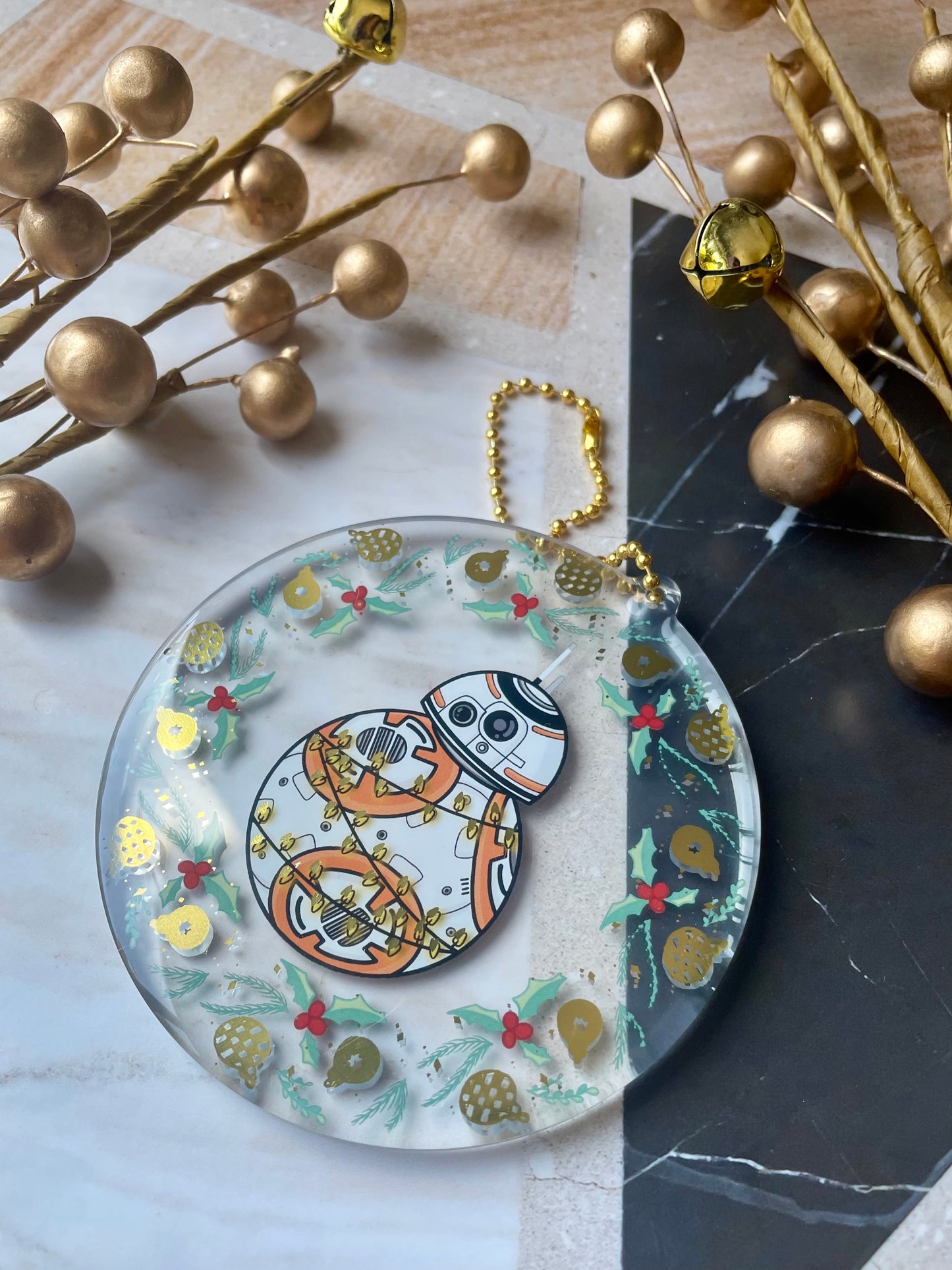 Space droid Xmas ornaments - epoxy keychain ornament