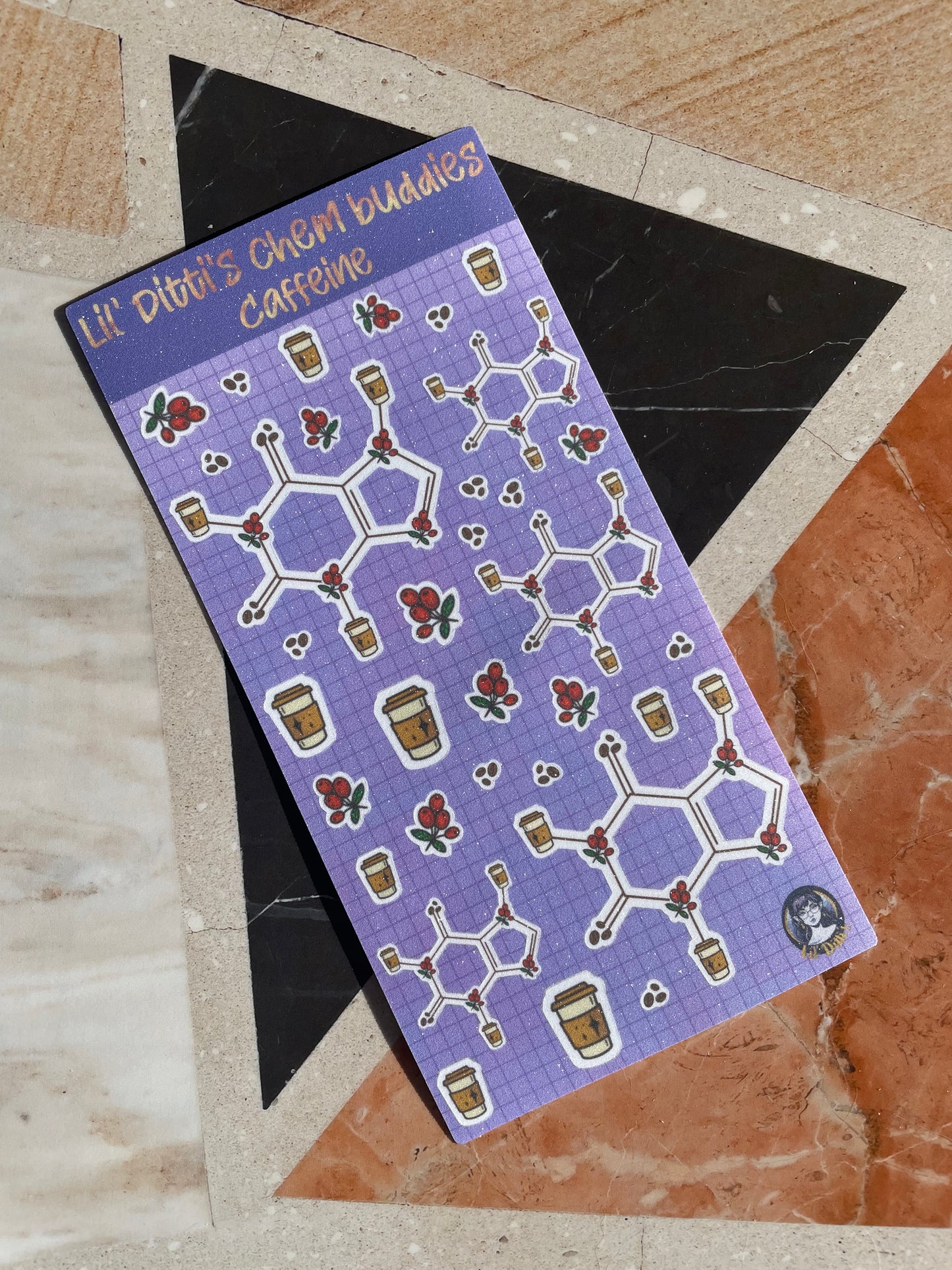 Chem buddies sticker sheets - matte glitter vinyl