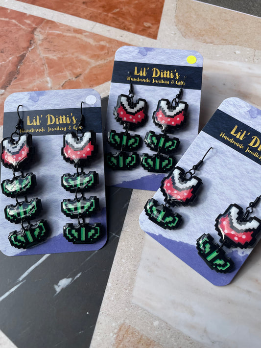 Definitely not Piranha Plant Earrings - handmade polymer clay