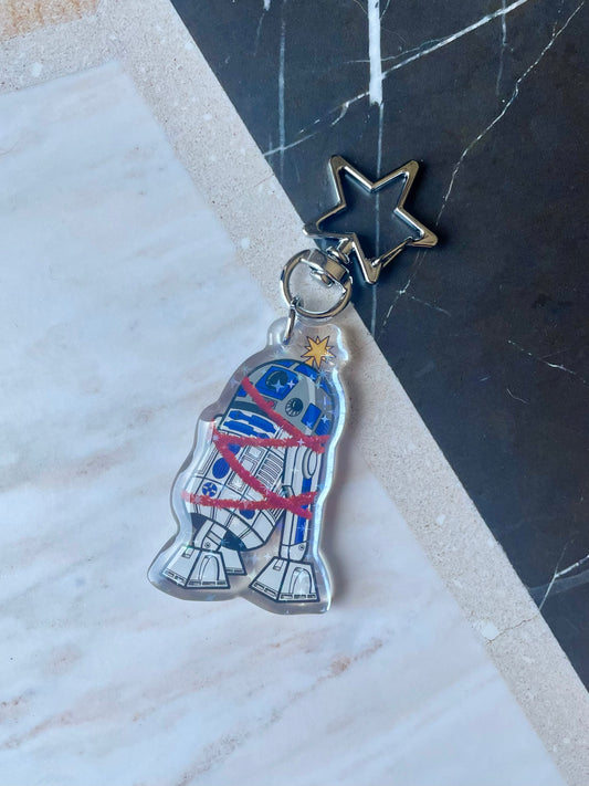 Xmas space droid keychains - starry holographic epoxy keychains