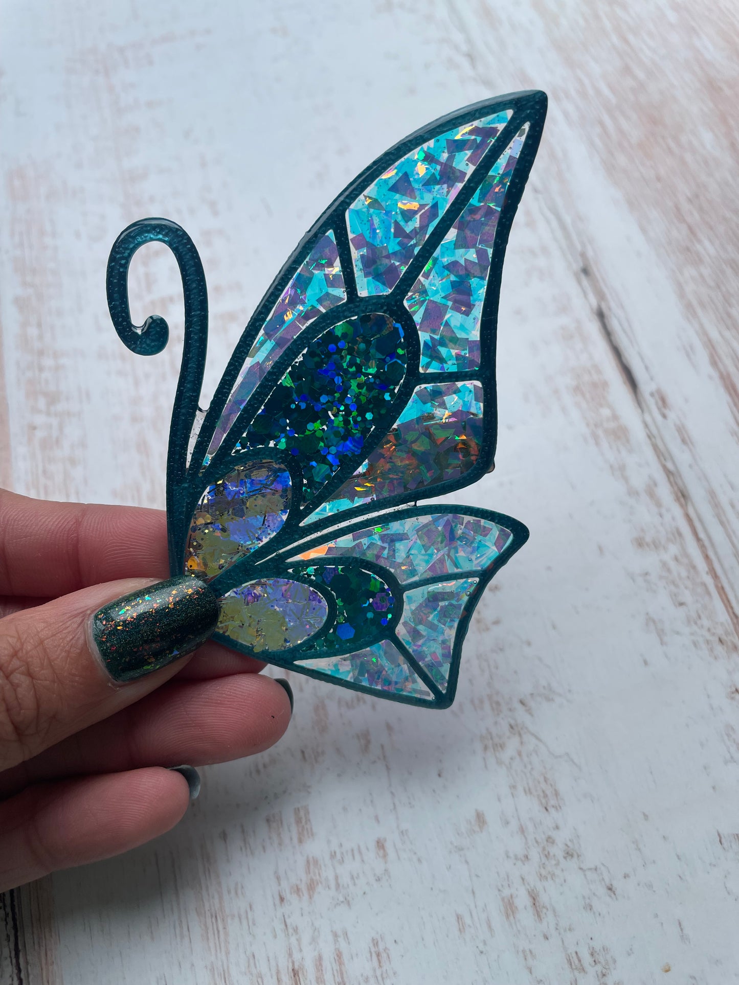 Enchanted Wings Hairclips - resin + 3D filament