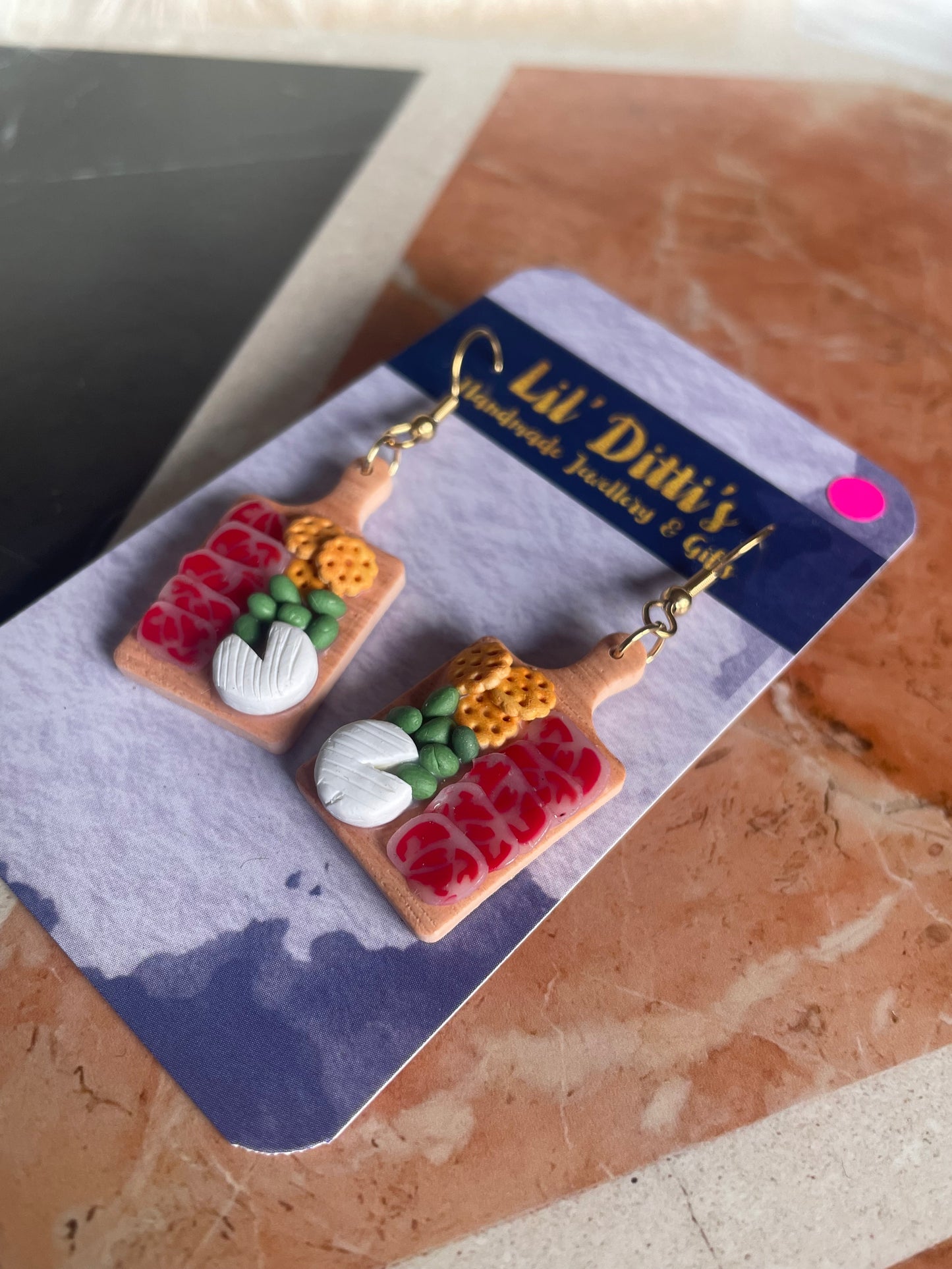 Charcuterie Board Earrings - handmade polymer clay