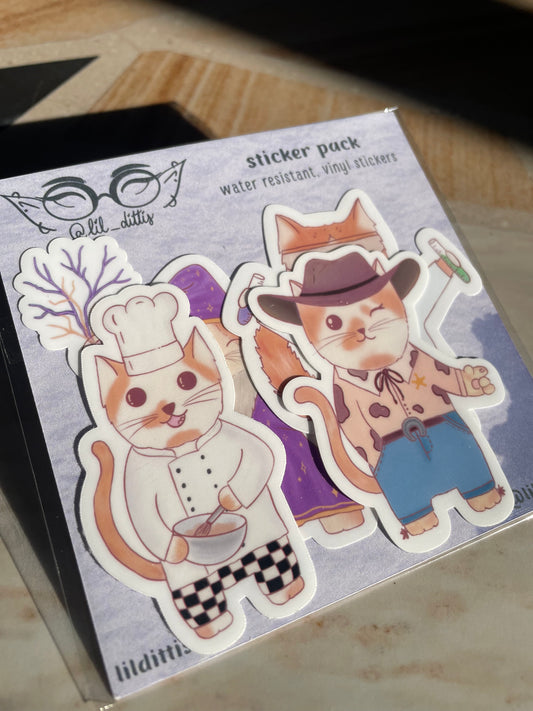 Cats with Jobs Sticker Pack - matte vinyl