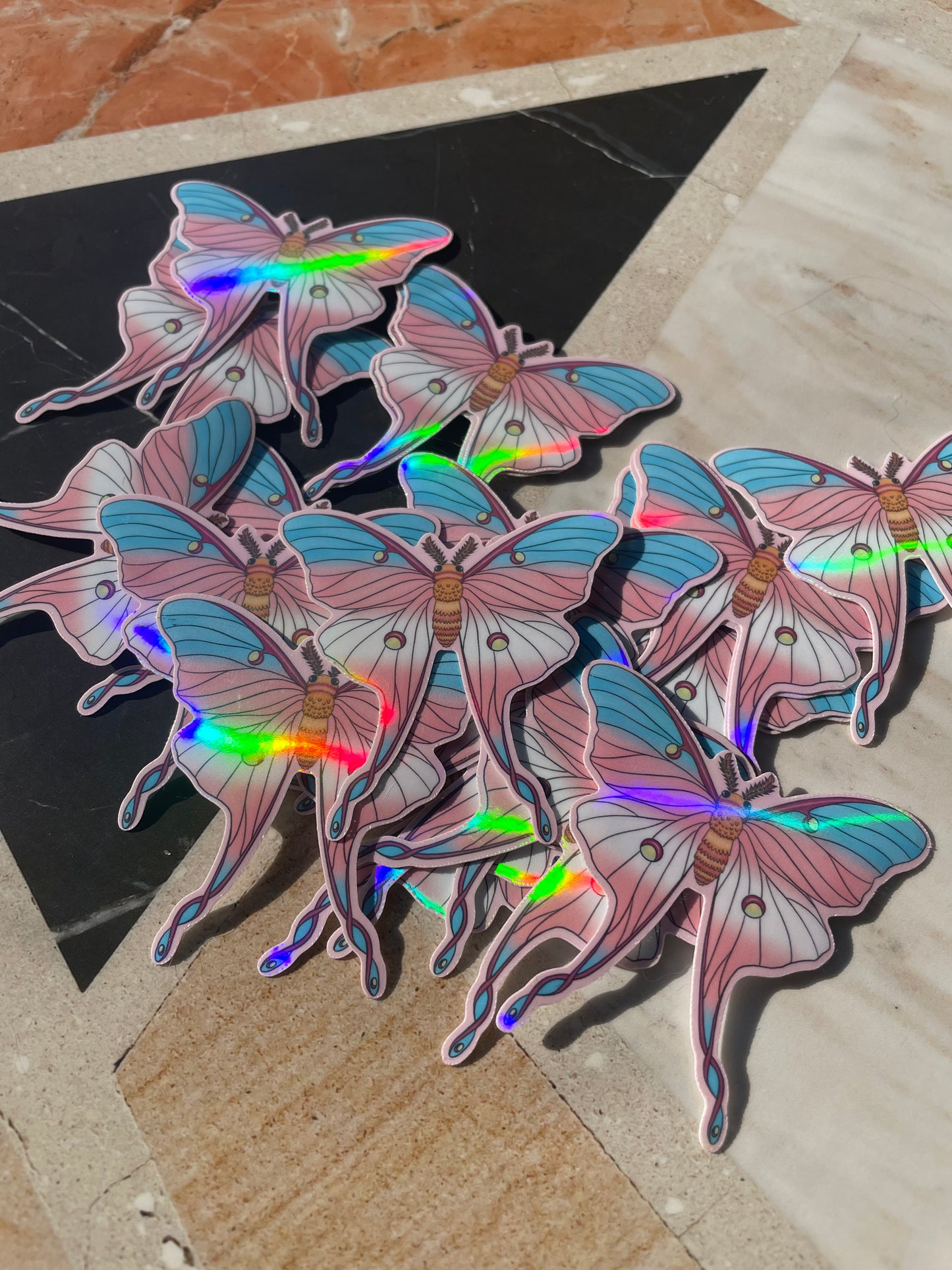 Pride Moth Stickers - holographic & glossy vinyl