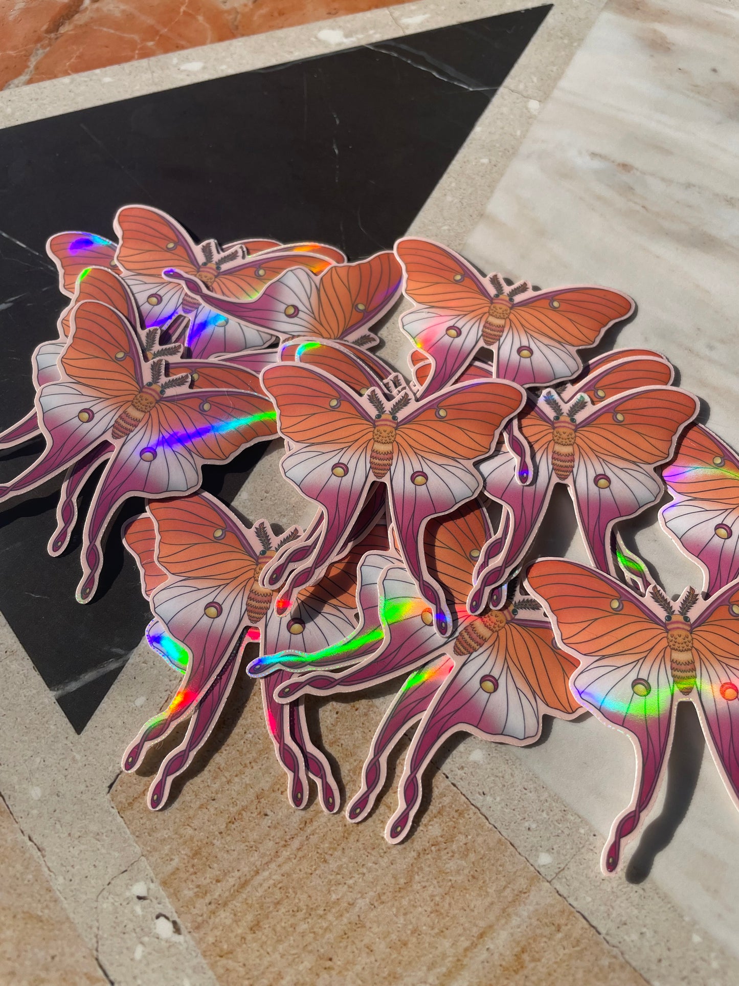 Pride Moth Stickers - holographic & glossy vinyl