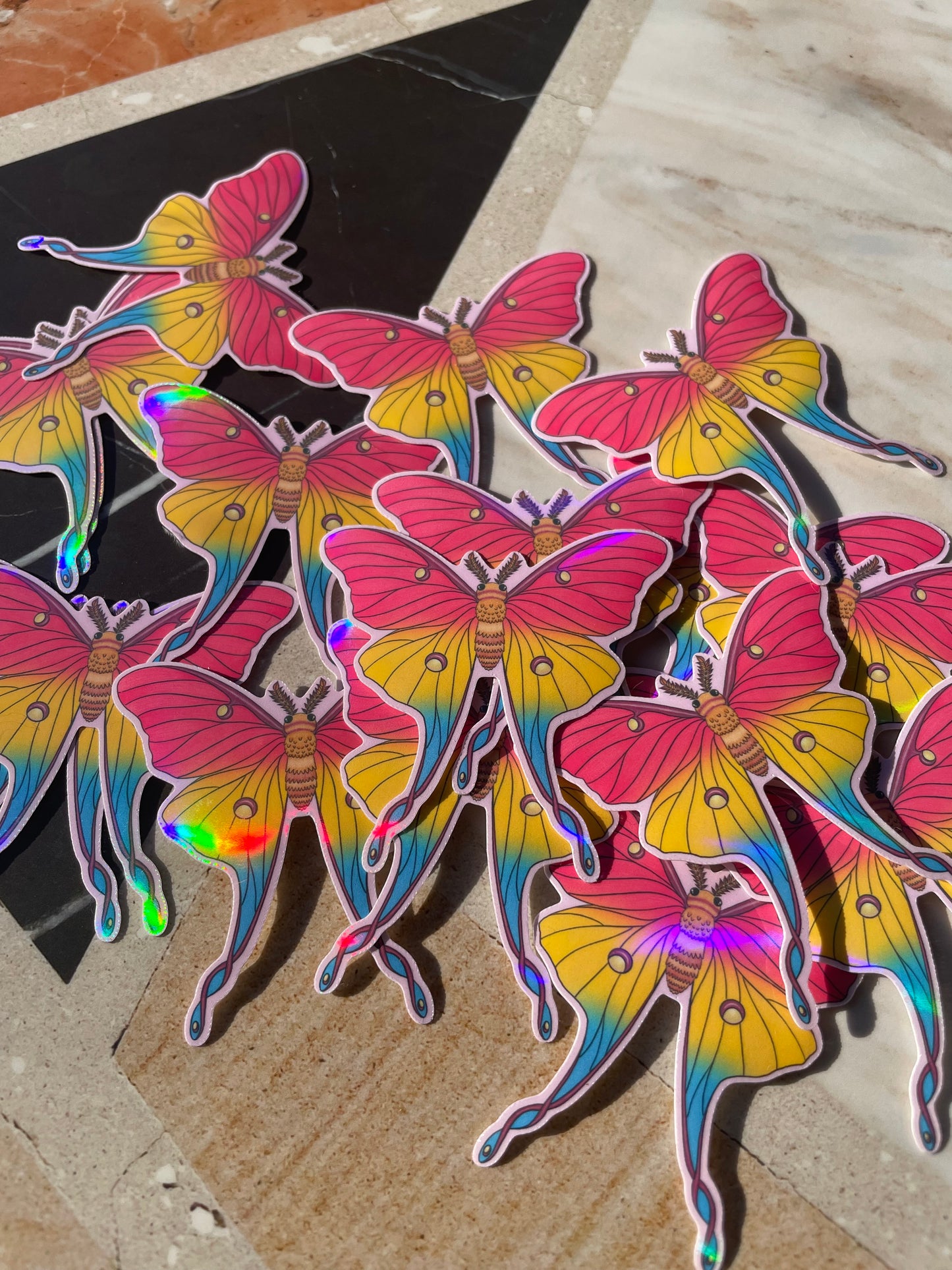 Pride Moth Stickers - holographic & glossy vinyl