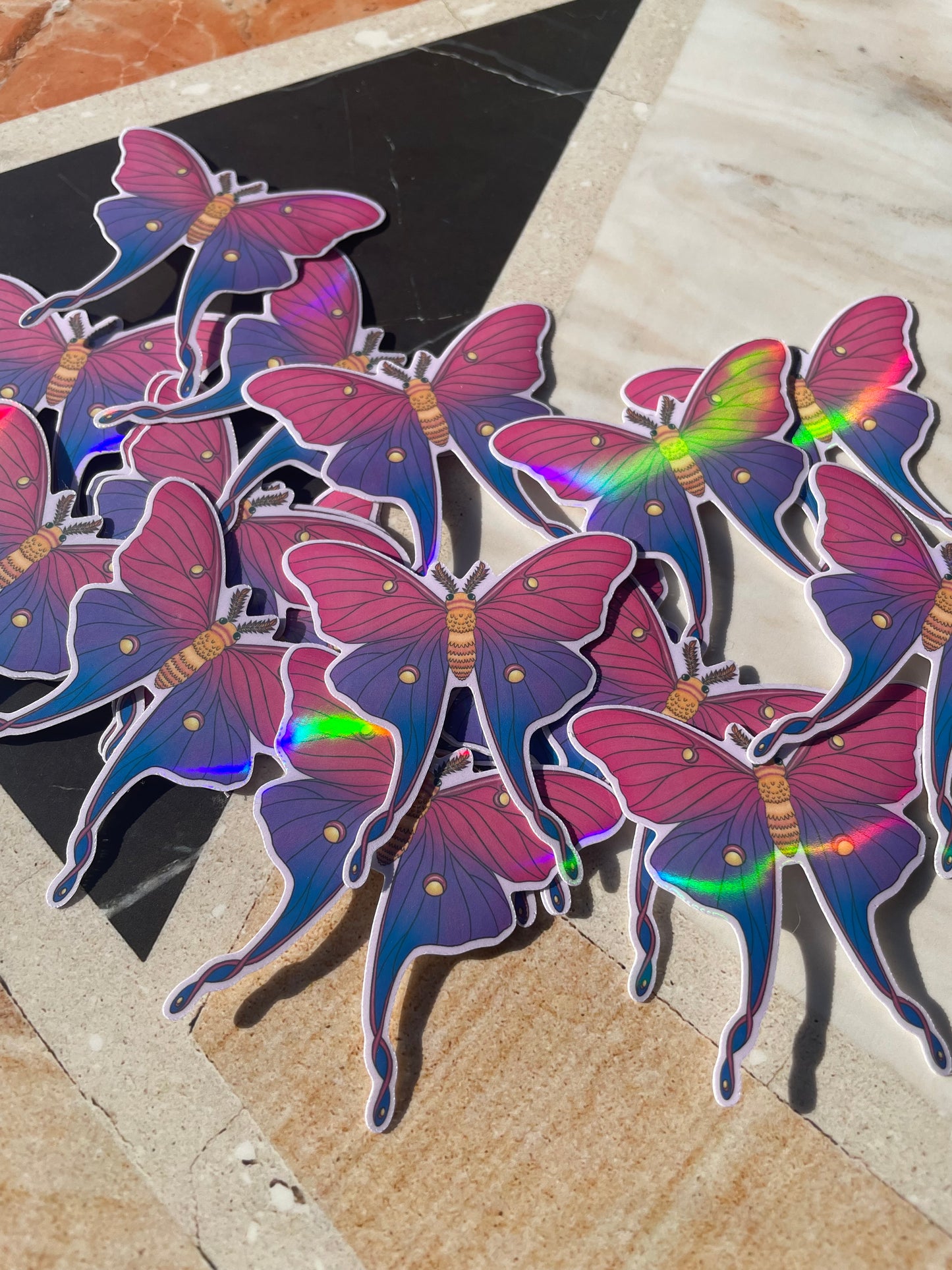 Pride Moth Stickers - holographic & glossy vinyl