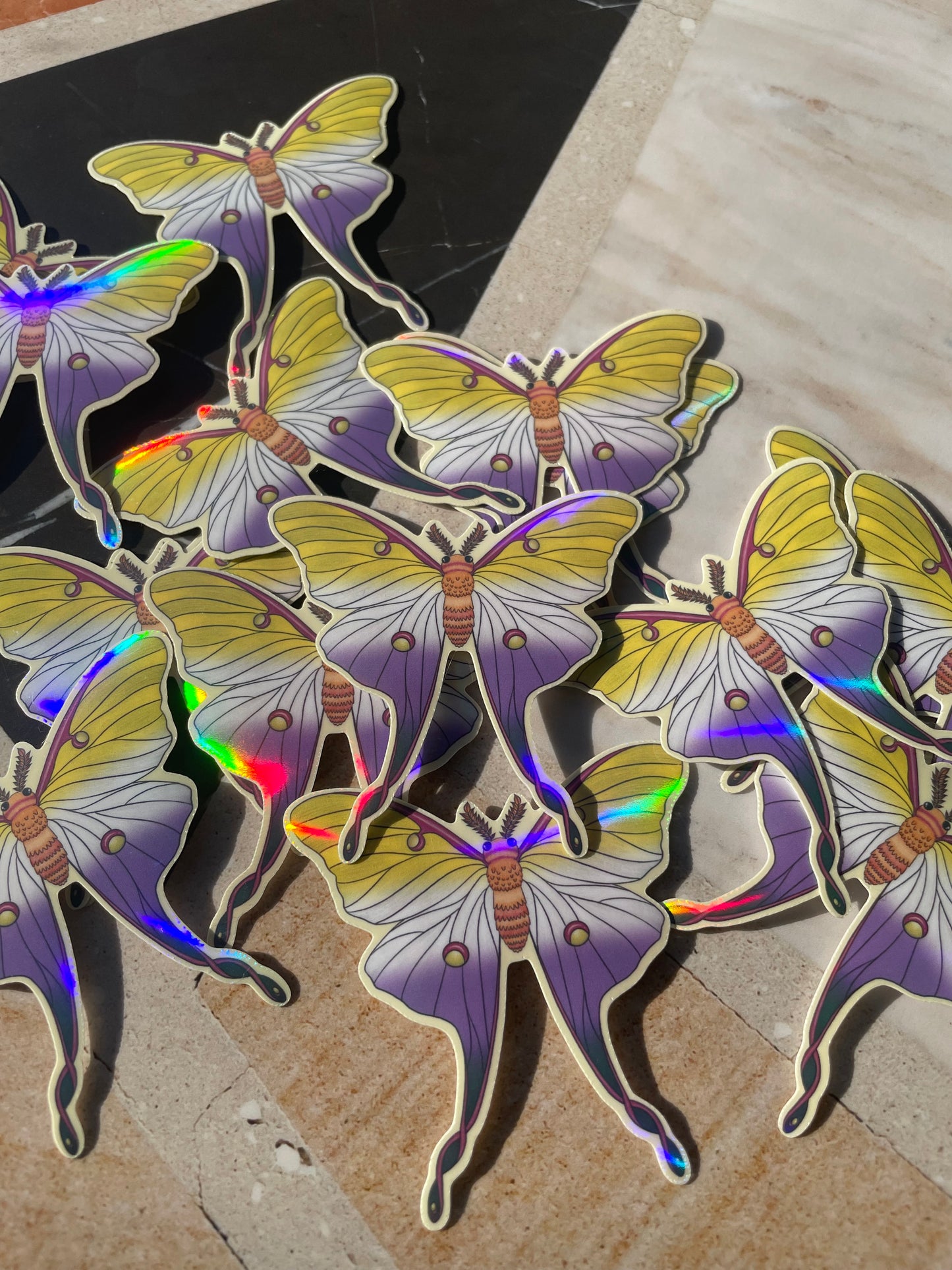Pride Moth Stickers - holographic & glossy vinyl