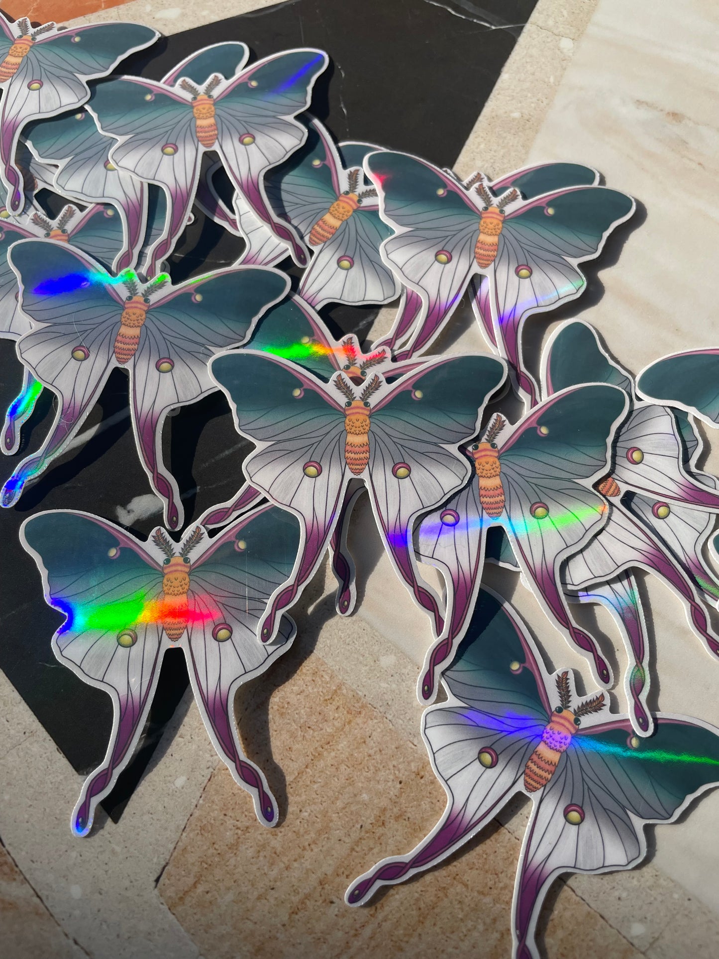 Pride Moth Stickers - holographic & glossy vinyl