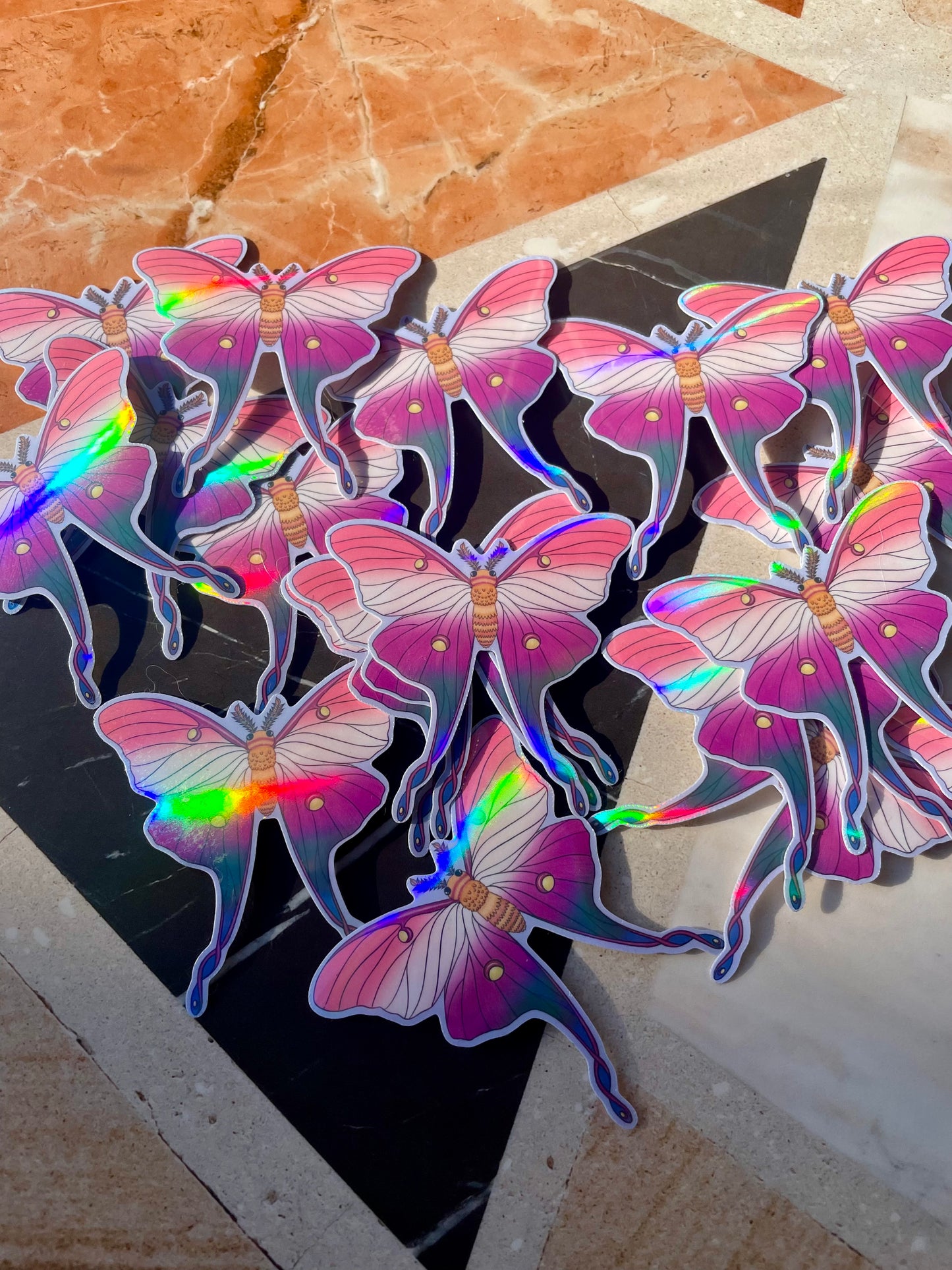 Pride Moth Stickers - holographic & glossy vinyl
