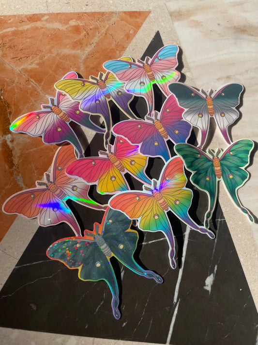 Pride Moth Stickers - holographic & glossy vinyl