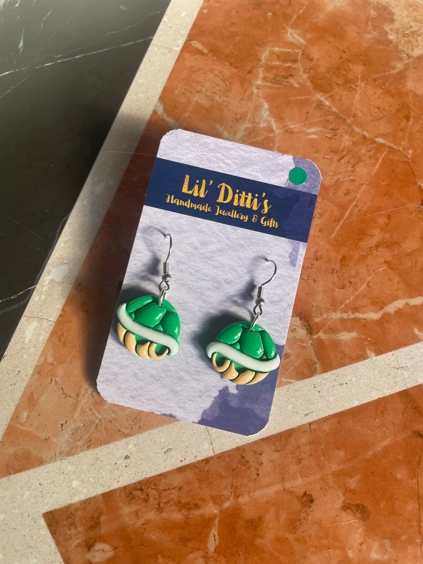 Kart Shell earrings - handmade polymer clay