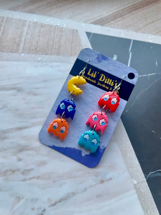 P-man Earrings - handmade polymer clay