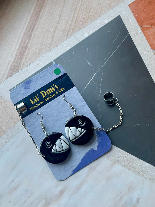 Chomping Chain Earrings - handmade polymer clay